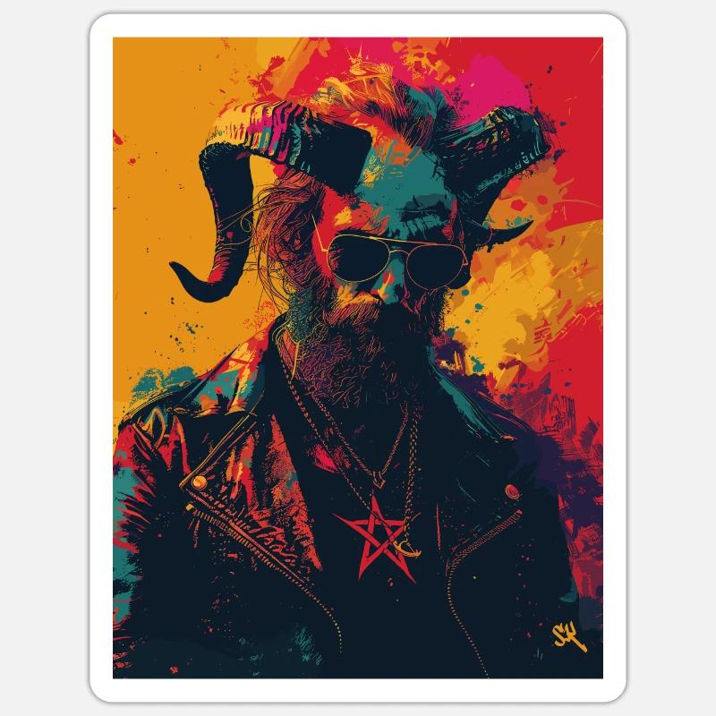 The Devil mit Pentagramm Sticker Größe S (10 x 10 cm)