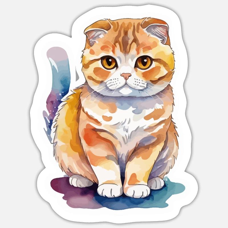 Scottish Fold Scottish Fold-Eared Cat - Sticker size S (10 x 10 cm) - white matte