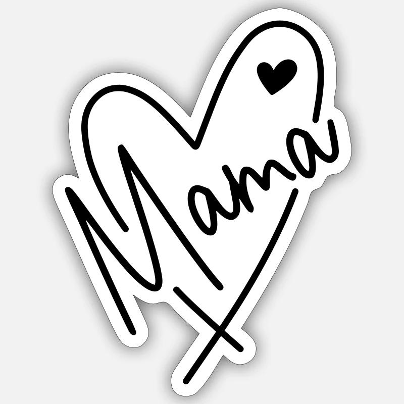 Cuore di mamma - Sticker formato S (10 x 10 cm) - bianco opaco