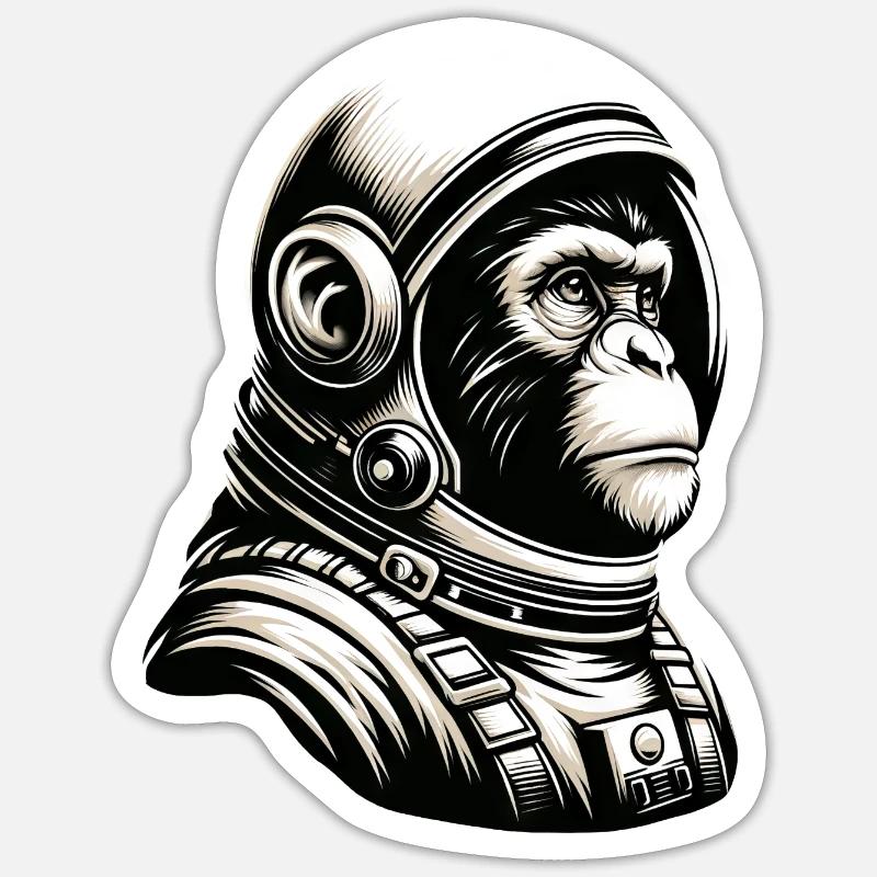 Pensive Monkey Astronaut Cosmos Sticker size S (10 x 10 cm)