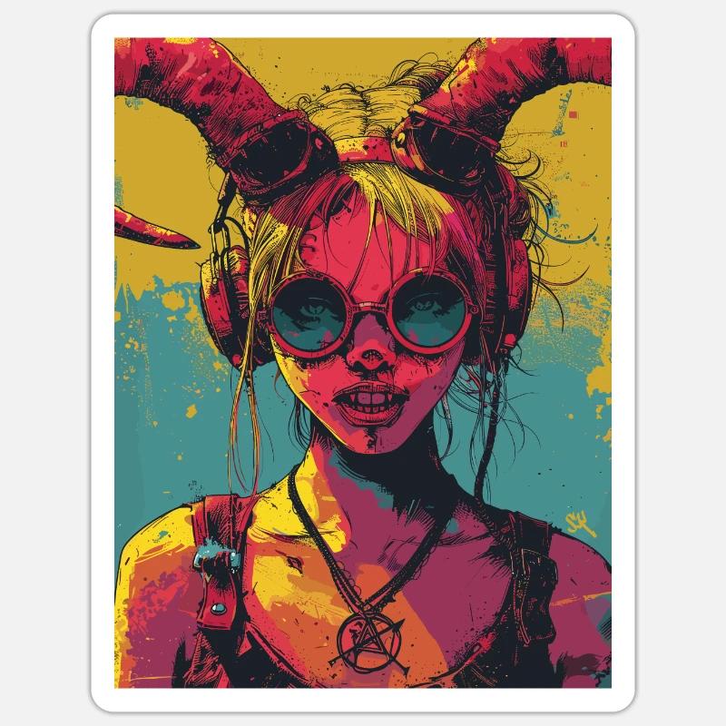 The Devil - Skull, Totenkopf, Teufel - Sticker Größe S (10 x 10 cm) - Mattweiß