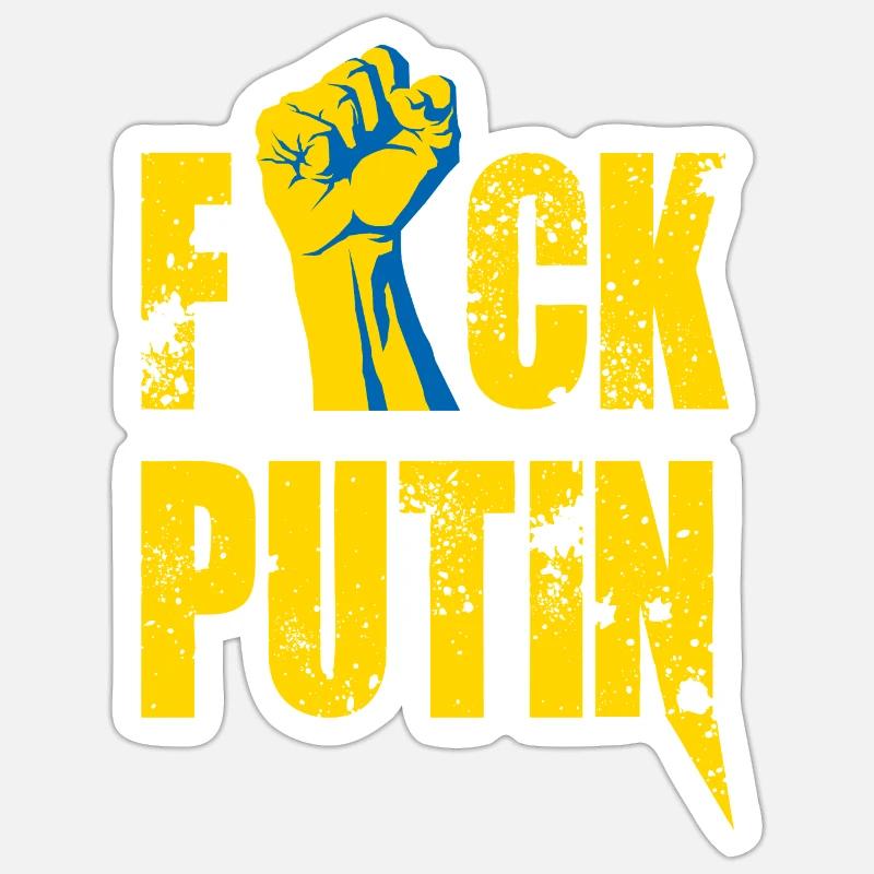 Ukraine Poutine - Sticker taille S (10 x 10 cm) - blanc mat