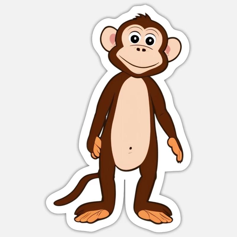 Affe - Sticker Größe S (10 x 10 cm) - Mattweiß