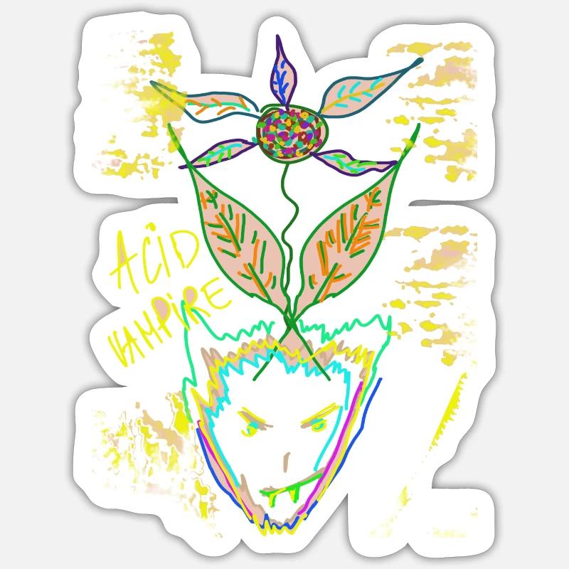Vampire acide - Sticker taille S (10 x 10 cm) - blanc mat