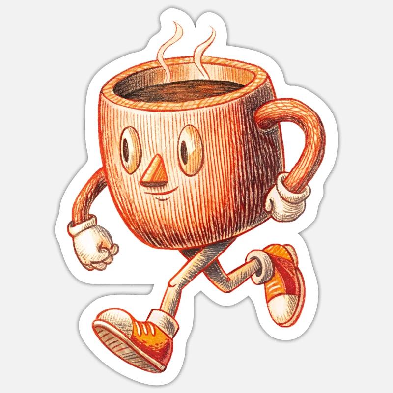 CAFÉ - Sticker taille S (10 x 10 cm) - blanc mat