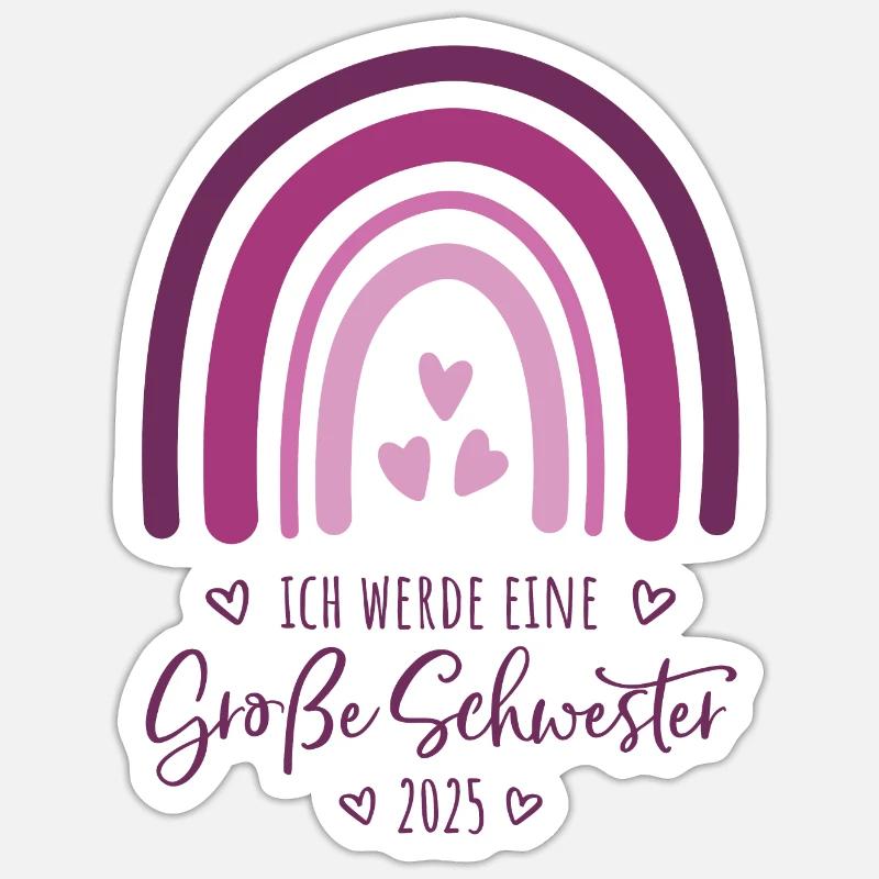 Ich werde eine große Schwester 2025 Regenbogen - Sticker Größe S (10 x 10 cm) - Mattweiß