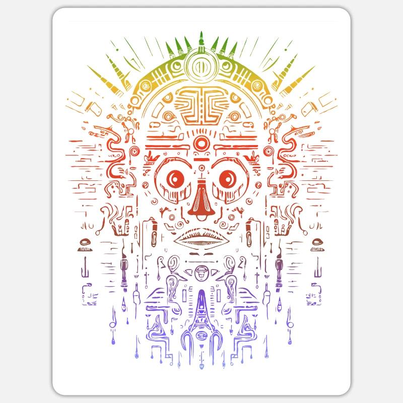 Aztec Mask - Sticker size S (10 x 10 cm) - white matte