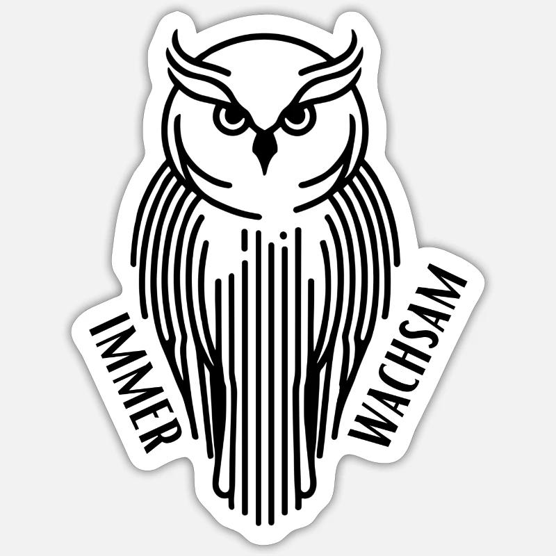 Immer wachsam Eule Sticker Größe S (10 x 10 cm)