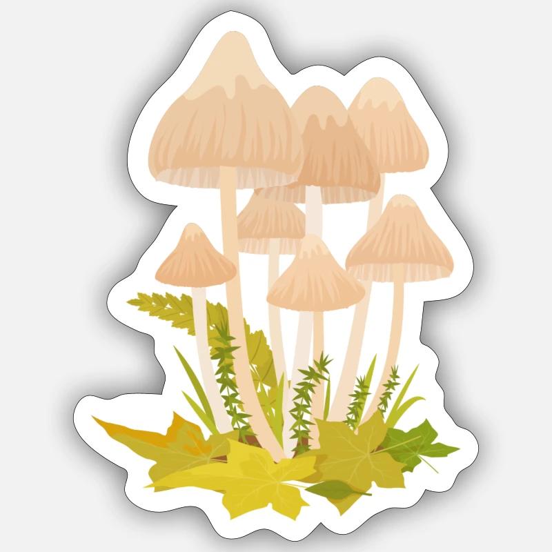 Pilze - Sticker Größe S (10 x 10 cm) - Mattweiß
