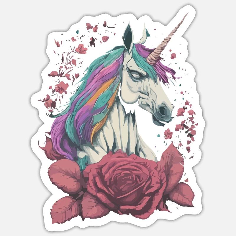 licorne - Sticker taille S (10 x 10 cm) - blanc mat