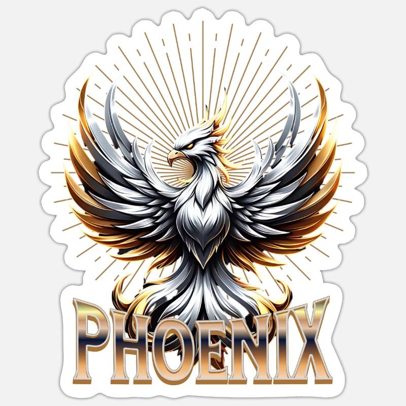 Phoenix Mythischer Vogel - Sticker Größe S (10 x 10 cm) - Mattweiß