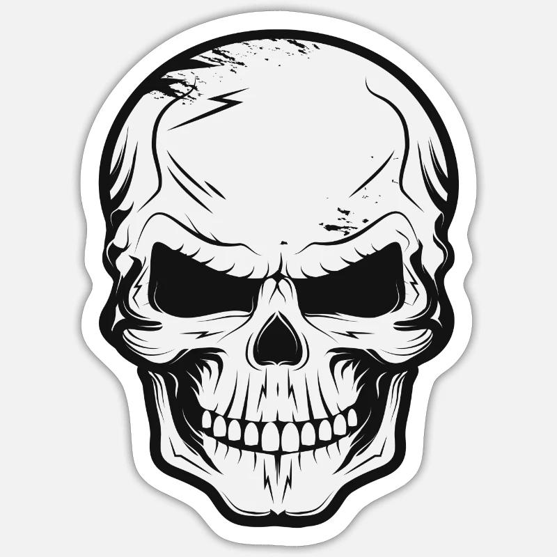 Teschio Oscuro, Cranio, Disegno Teschio - Sticker formato S (10 x 10 cm) - bianco opaco