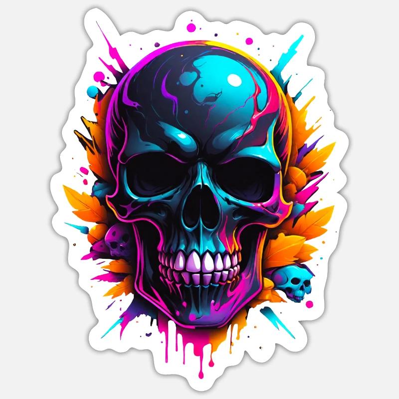 Crâne - Sticker taille S (10 x 10 cm) - blanc mat