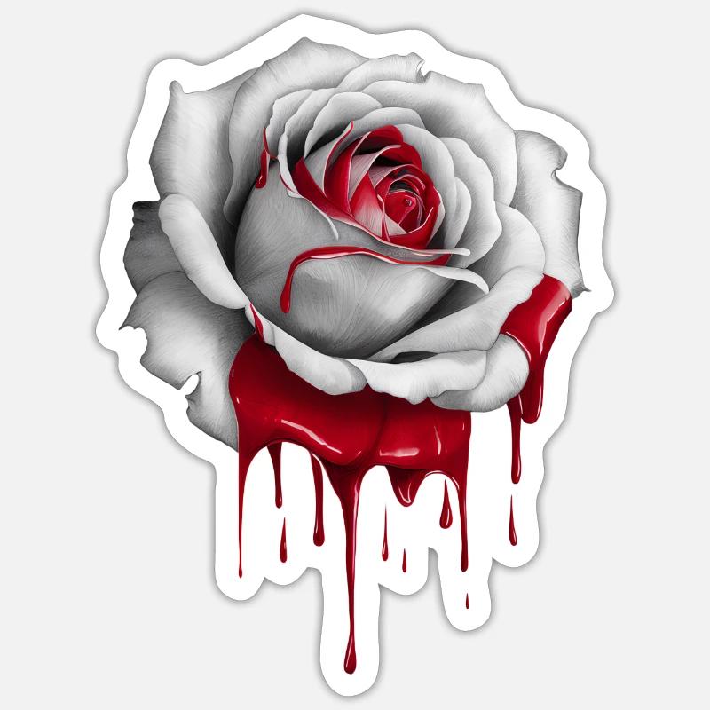 Dripping Rose - Sticker size S (10 x 10 cm) - white matte
