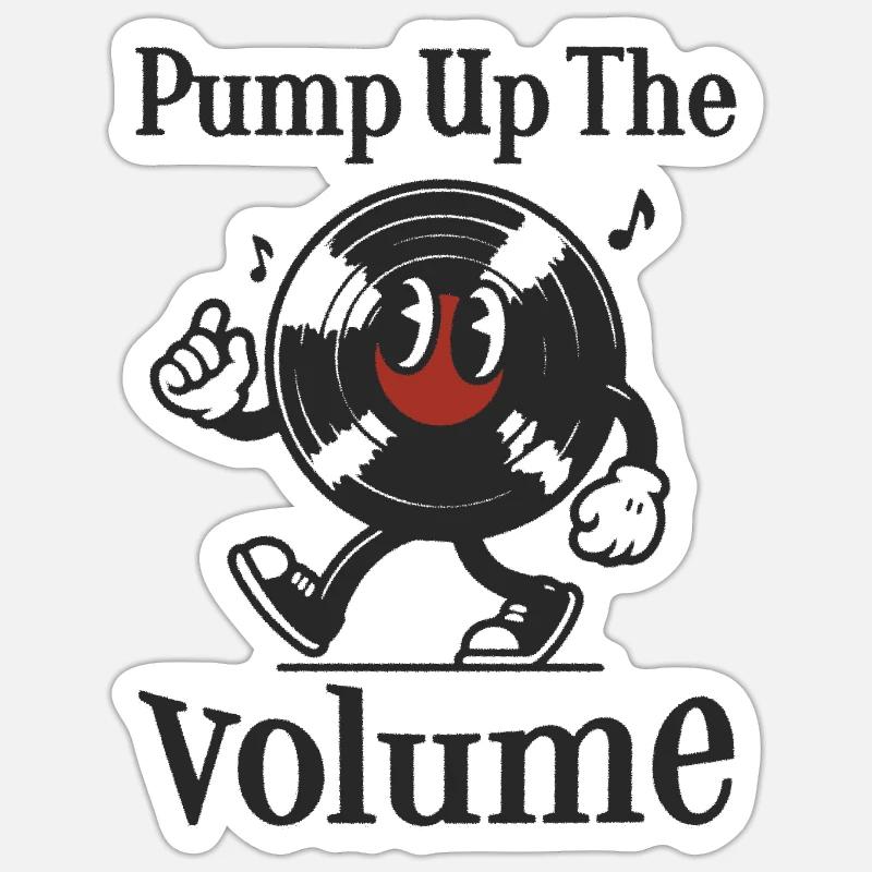 Pump Up Il Volume Vinile Disco Retro Camicia Vinile - Sticker formato S (10 x 10 cm) - bianco opaco