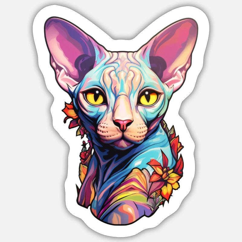 Sphynx Cat Head Sticker size S (10 x 10 cm)