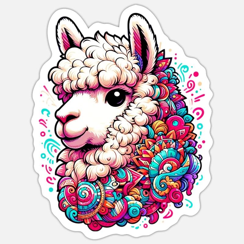Alpaca - Sticker size S (10 x 10 cm) - white matte
