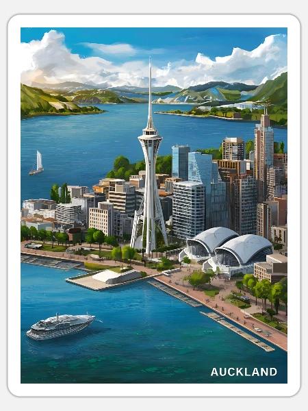 Abenteuer Auckland - Neuseeland - Sticker Größe S (10 x 10 cm) - Mattweiß