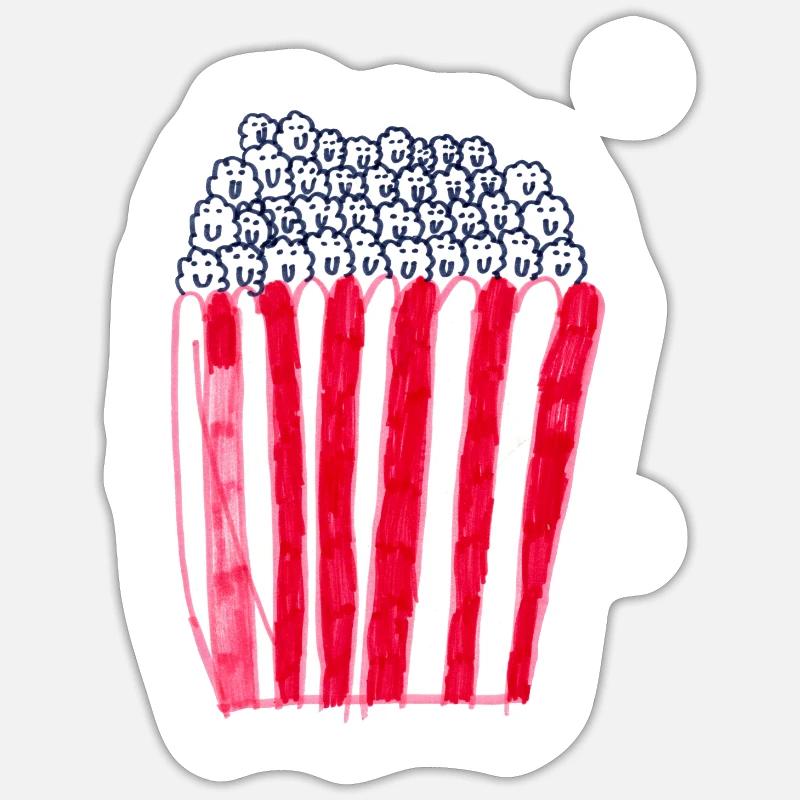 Popcorn - Sticker Größe S (10 x 10 cm) - Mattweiß