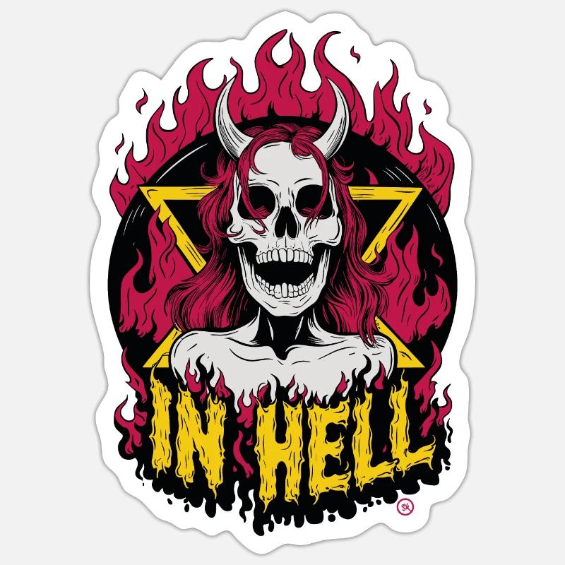 Female Devil - Hell, Skull, Totenkopf Sticker Größe S (10 x 10 cm)
