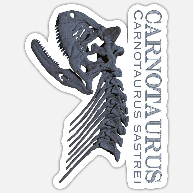 Crâne de Carnotaurus gris - Sticker taille S (10 x 10 cm) - blanc mat