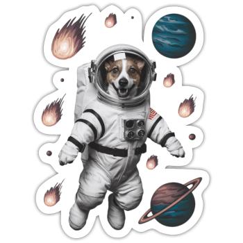 Adventure Space Dog - Sticker size S (10 x 10 cm) - white matte - Front