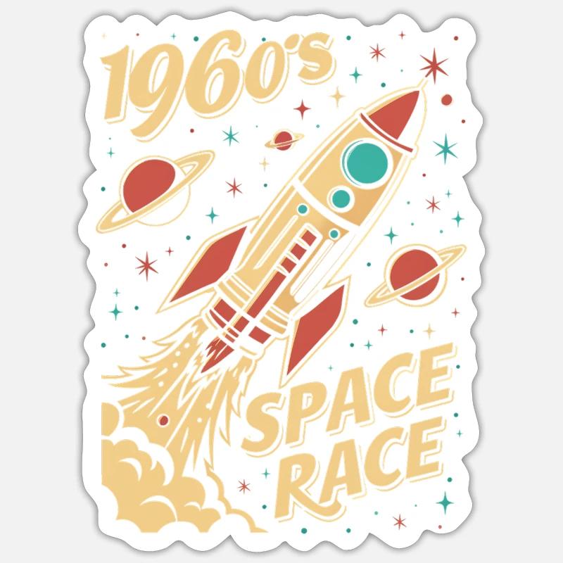 1960s Space Race Rocket - Sticker size S (10 x 10 cm) - white matte