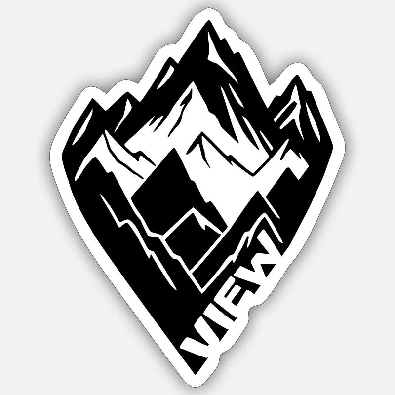 Mountain View [Black] Sticker size S (10 x 10 cm)