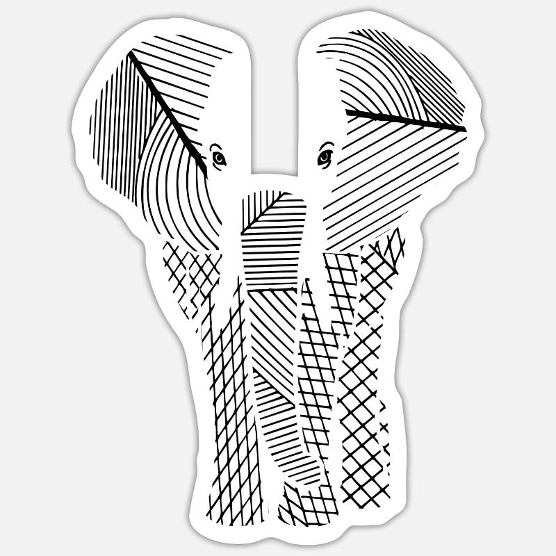 elephant noir - Sticker taille S (10 x 10 cm) - blanc mat