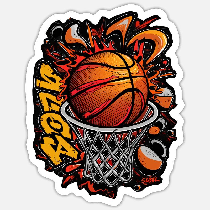 Dynamic Basketball Graffiti - Sticker size S (10 x 10 cm) - white matte