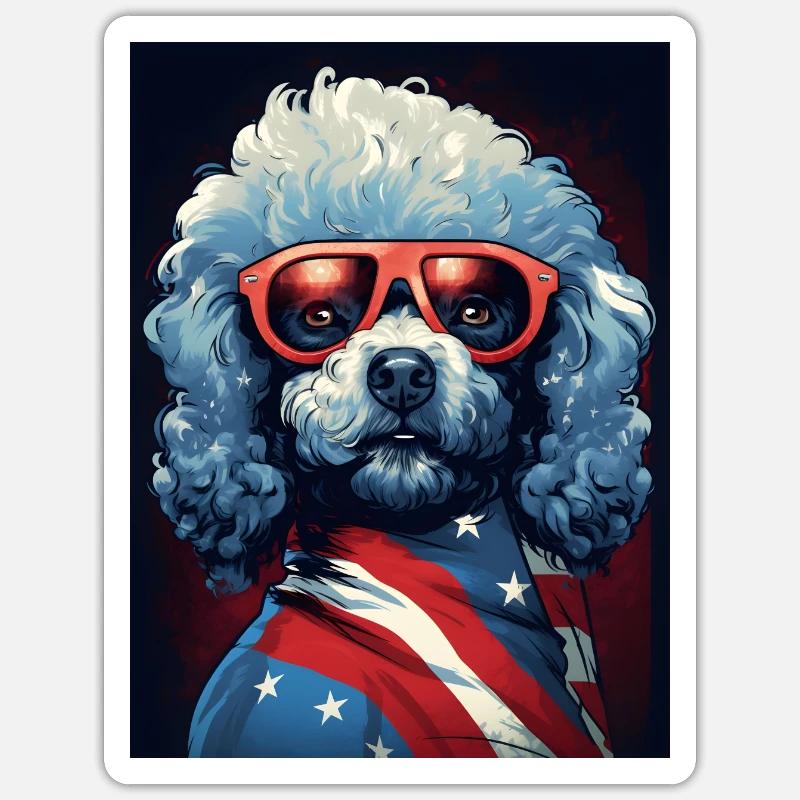 Cool Poodle with Sunglasses - Sticker size S (10 x 10 cm) - white matte