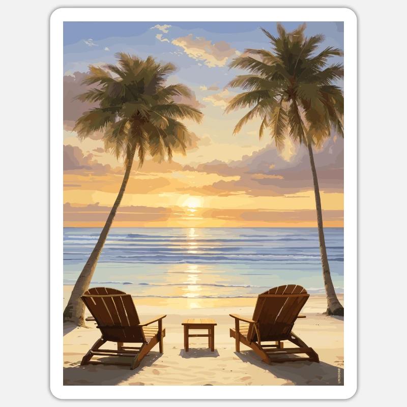 Sunset Zen Relax Einladung - Sticker Größe S (10 x 10 cm) - Mattweiß