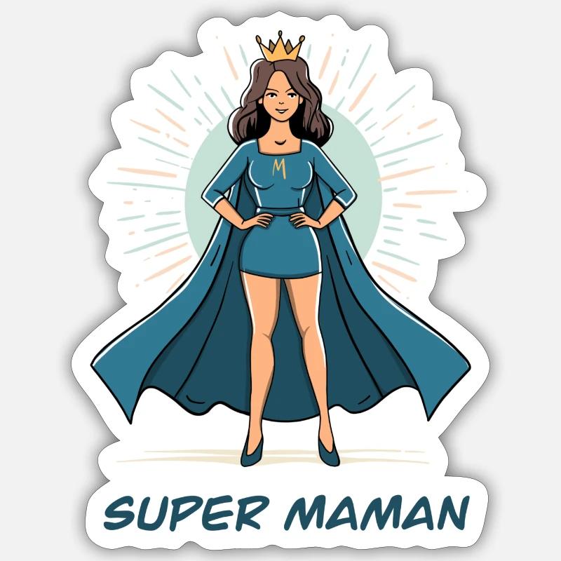 Super Maman français - Sticker taille S (10 x 10 cm) - blanc mat