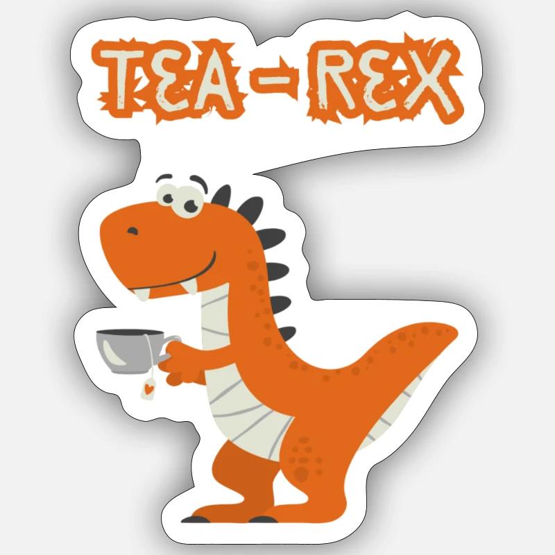 TeaRex Dino Teacup - Sticker Größe S (10 x 10 cm) - Mattweiß