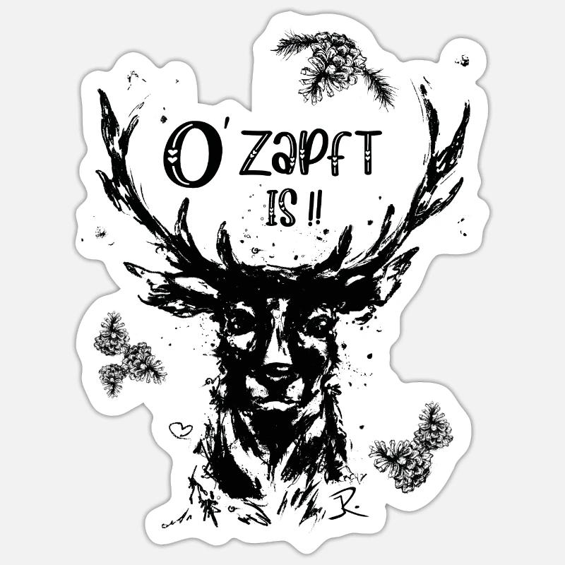 Hirsch - O zapft is - Sticker size S (10 x 10 cm) - white matte