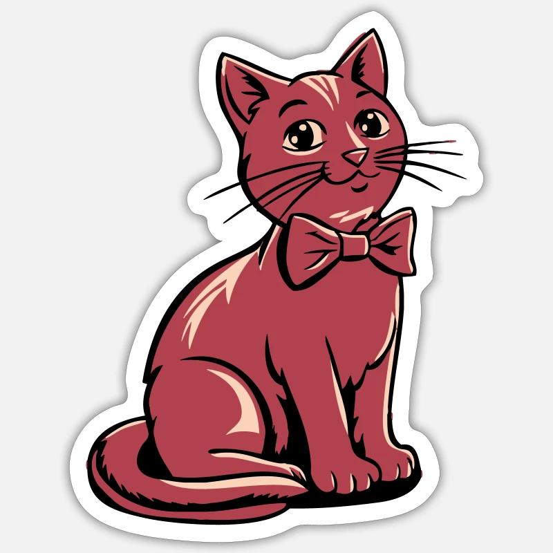 Chat avec nœud papillon - Sticker taille S (10 x 10 cm) - blanc mat