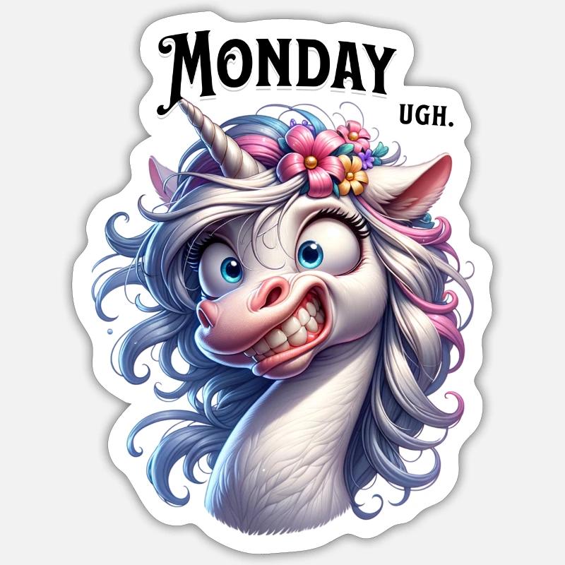 Lundi Ugh. Sticker taille S (10 x 10 cm)