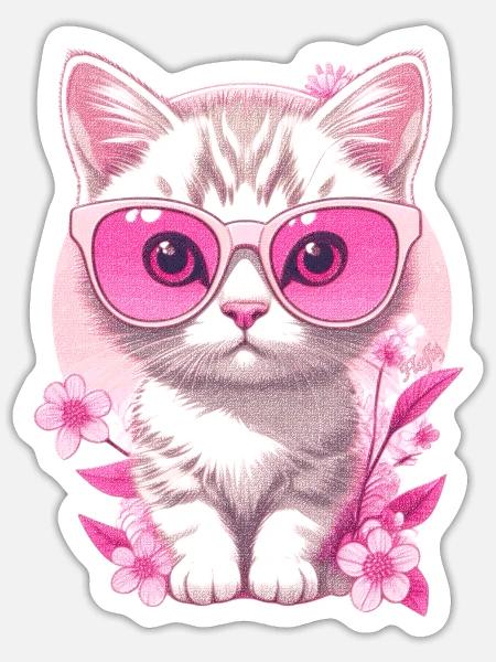 Kätzchen im Urlaub 🐾 - Sticker Größe S (10 x 10 cm) - Mattweiß