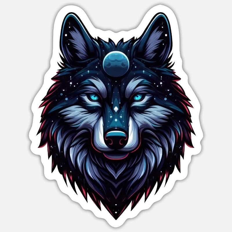 Kosmischer Wolf - Sticker Größe S (10 x 10 cm) - Mattweiß