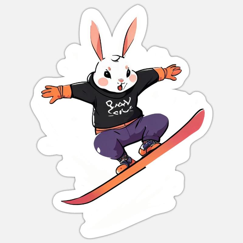 Snowboard Bunny - Sticker size S (10 x 10 cm) - white matte
