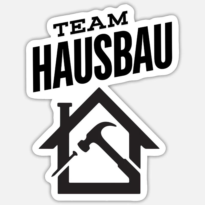 Construction de maisons d’équipe - Sticker taille S (10 x 10 cm) - blanc mat