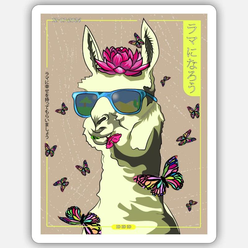 COOLLLAMAbrown 01 - Sticker taille S (10 x 10 cm) - blanc mat