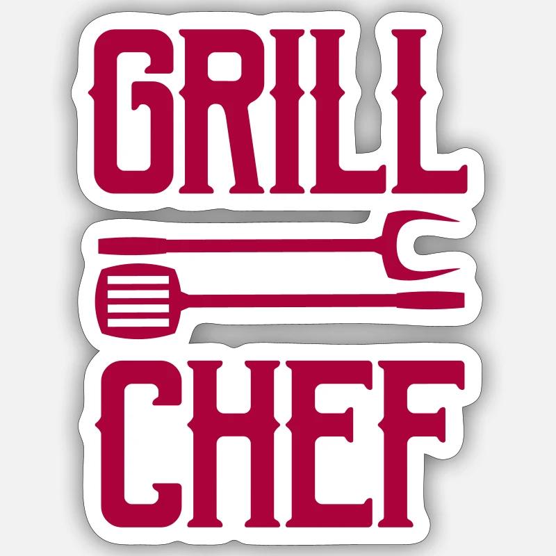 Chef de grillades - Sticker taille S (10 x 10 cm) - blanc mat