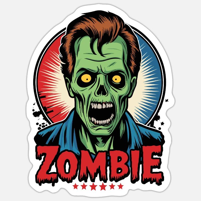 Zombie Comic Art - Sticker size S (10 x 10 cm) - white matte