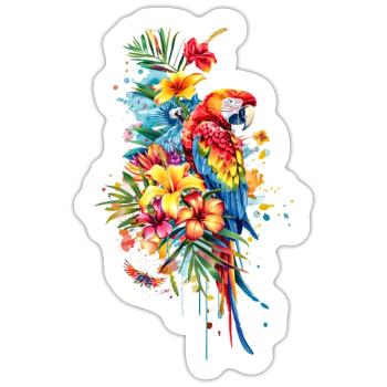 Parrot - Sticker size S (10 x 10 cm) - white matte - Front