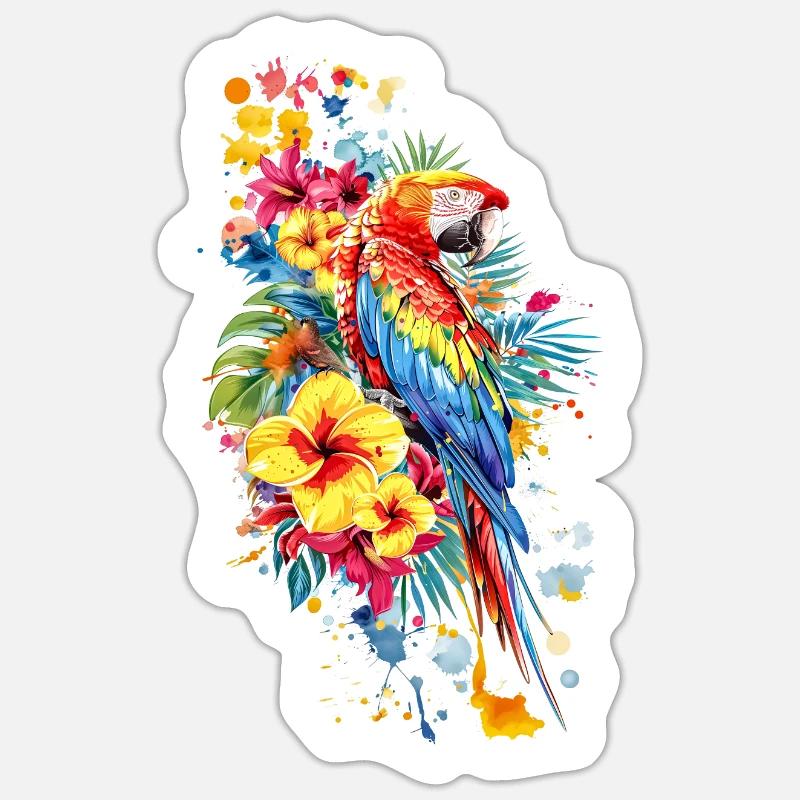 Papagei Design - Sticker Größe S (10 x 10 cm) - Mattweiß