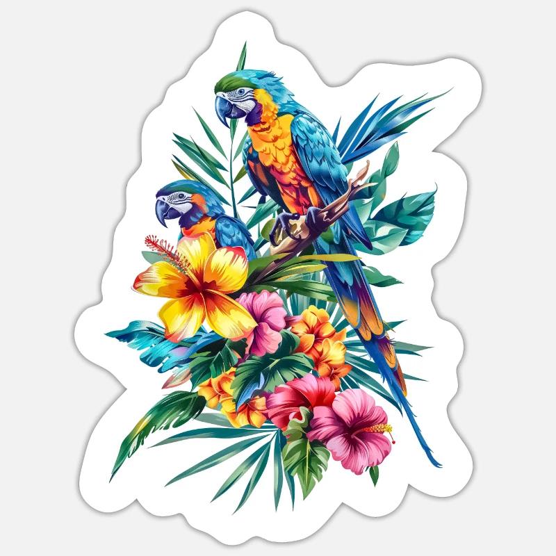Conception de perroquet Sticker taille S (10 x 10 cm)