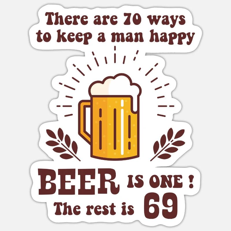 Bière - Sticker taille S (10 x 10 cm) - blanc mat