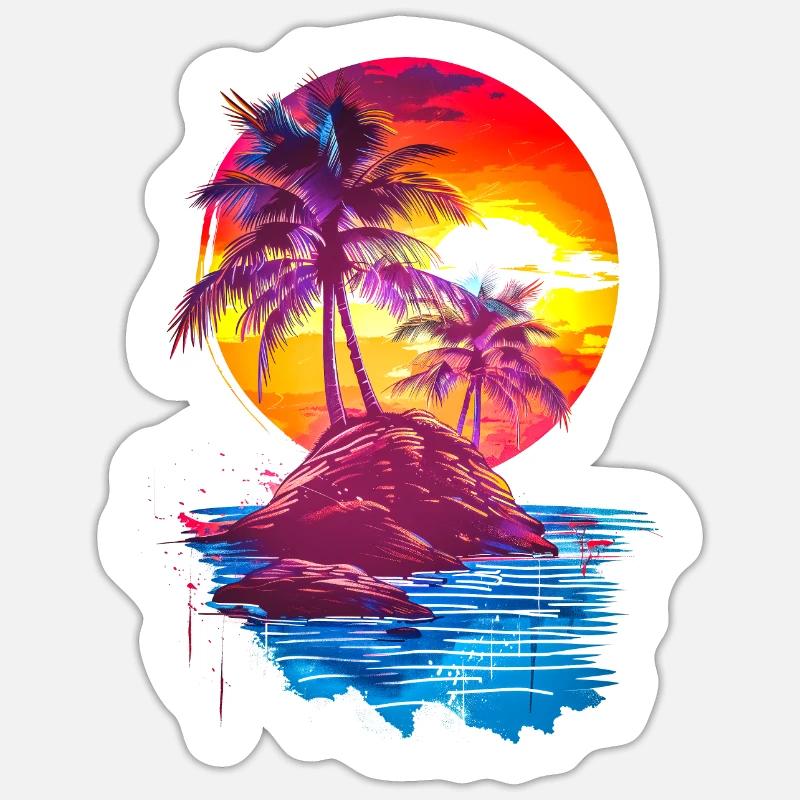 Insel Junge - Sticker Größe S (10 x 10 cm) - Mattweiß