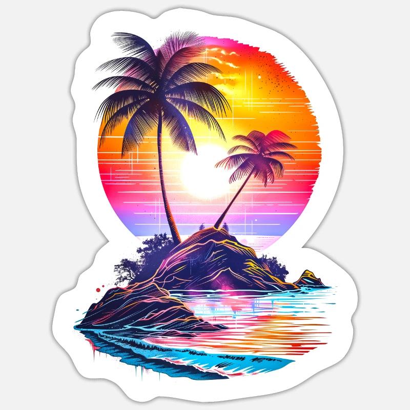 Île de vacances - Sticker taille S (10 x 10 cm) - blanc mat